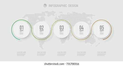 Abstract minimal infographic design circles with numbers and your text. Eps 10 stock vector illustration 