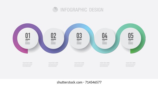 Abstract minimal infographic design with numbers, your text and colorful gradient ribbon around the circle buttons. Eps 10 stock vector illustration 