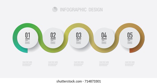 Abstract minimal infographic design with numbers, your text and colorful gradient ribbon around the circle buttons. Eps 10 stock vector illustration 