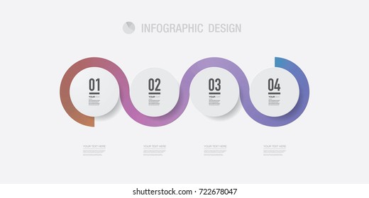 Abstract minimal infographic design with numbers, your text and colorful gradient ribbon around the circle buttons. Eps 10 stock vector illustration 