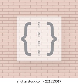 Abstract minimal infographic text box design with bracket and your text on brick wall background  Eps 10 stock vector illustration 