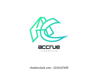 Abstract and Minimal Initial Letter A and C Logo Design. AC Logo with Futuristic Concept and Outline Style. Suitable for Business or Technology Logo