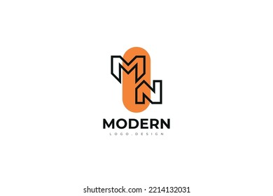 Abstract and Minimal Initial Letter M and N Logo Design. MN Logo with Linear Concept. Suitable for Business and Technology Logo