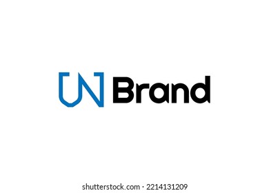 Abstract and Minimal Initial Letter U and N Logo Design. UN Logo with Blue Linear Concept. Suitable for Business or Technology Logo