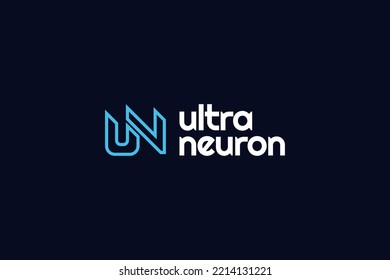 Abstract and Minimal Initial Letter U and N Logo Design. UN Logo with Blue Outline Concept. Suitable for Business or Technology Logo