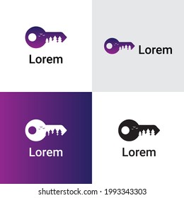Abstract and minimal key logo design template with nature concept