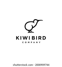 Abstract minimal kiwi bird logo icon design in trendy simple line style 