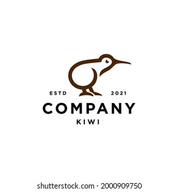 Abstract minimal kiwi bird logo icon design in trendy simple line style 