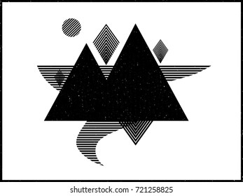 Abstract minimal landscape with mountains. 