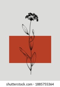 Abstract Minimal Leaf line art vector
