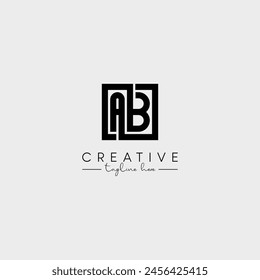 Abstract Minimal Letter AB BA Initial Based Stylish Monogram Logo Design Vector.