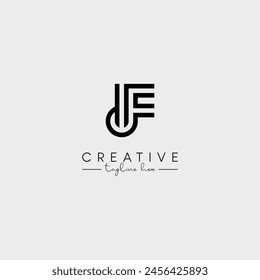 Abstract Minimal Letter DF FD Initial Based Stylish Monogram Logo Design Vector.