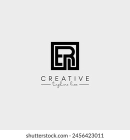 Abstract Minimal Letter ER RE Initial Based Stylish Monogram Logo Design Vector.