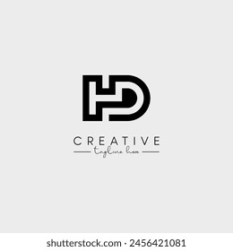 Abstract Minimal Letter HD DH Initial Based Stylish Monogram Logo Design Vector.