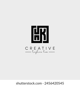 Abstract Minimal Letter HK KH Initial Based Stylish Monogram Logo Design Vector.