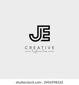 Abstract Minimal Letter JE EJ Initial Based Stylish Line Logo Design Vector.