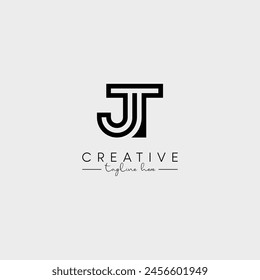 Abstract Minimal Letter JT TJ Initial Based Stylish Line Logo Design Vector.