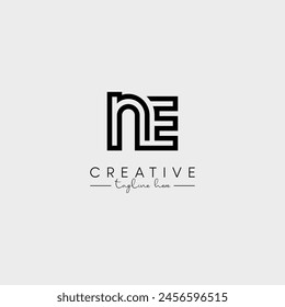 Abstract Minimal Letter NE EN Initial Based Stylish Line Logo Design Vector.