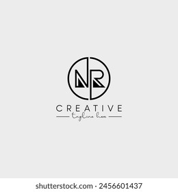 Letra mínima Abstractas NR RN Vector de diseño de logotipo de línea de base inicial con estilo.