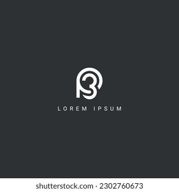 Abstract minimal letter and number P3 3P icon logo vector symbol.