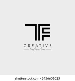 Abstract Minimal Letter TF FT Initial Based Stylish Line Logo Design Vector.