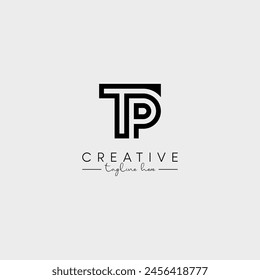 Abstract Minimal Letter TP PT Initial Based Stylish Monogram Logo Design Vector.