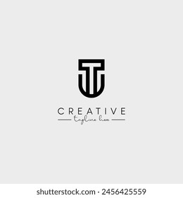 Abstract Minimal Letter TU UT Initial Based Stylish Monogram Logo Design Vector.