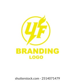 Letra mínima Abstractas UF FU Vector de diseño de logotipo de línea con estilo basado inicial