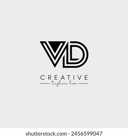 Abstract Minimal Letter VD DV Initial Based Stylish Line Logo Design Vector.