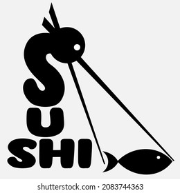 abstract minimal lettering logo for sushi or asian food