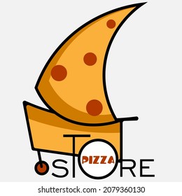 Abstract Minimal Lettering Pizza Shop Logo With Pizza Slice Sail