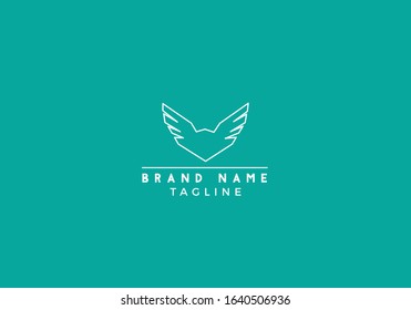 Abstract minimal line art wings logo icon unique graphic design in vector editable file.