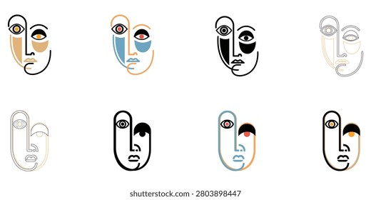 Abstract Minimal Line Face Wall Art Collection