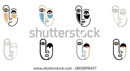 Abstract Minimal Line Face Wall Art Collection
