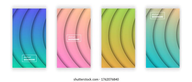 Abstract minimal line geometric background.  Set of four line layer shape for banner, templates, cards. Vector illustration.