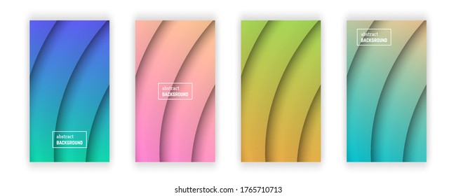 Abstract minimal line geometric background.  Set of four line layer shape for banner, templates, cards. Vector illustration.