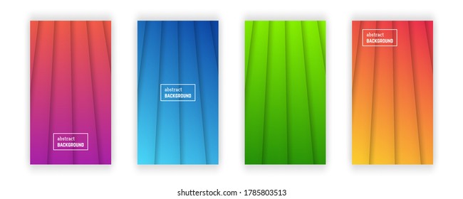 Abstract minimal line geometric background.  Set of four line layer shape for banner, templates, cards. Vector illustration.