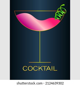 abstract minimal logo of a cocktail with lime peel on a dark background