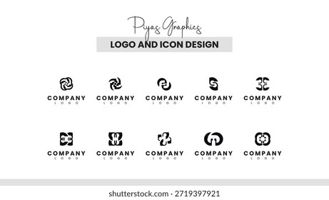 Coleção de Ícones de Logotipo Mínimo Abstrato