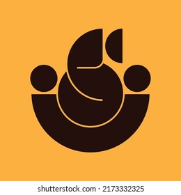 Abstract minimal logo illustration of lord Ganesha