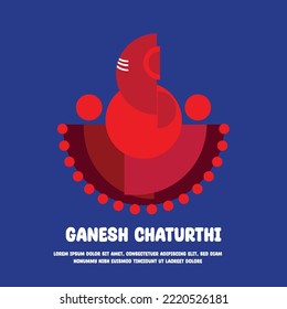 Abstract minimal logo illustration of lord Ganesha, happy ganesh chaturthi