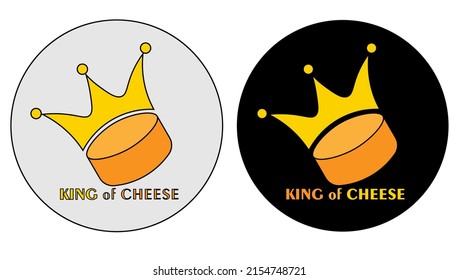 abstract minimal logo of the king of cheese with a crown in two versions