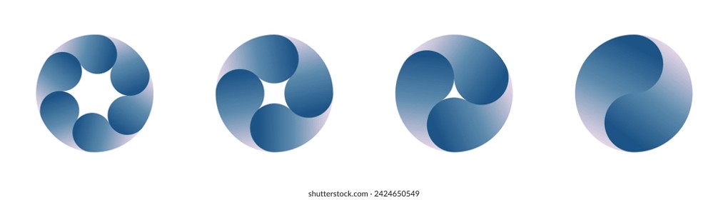 Abstract minimal logotype designs isolated on  white  background. Geometric circular swirl designs. Vector illustration.