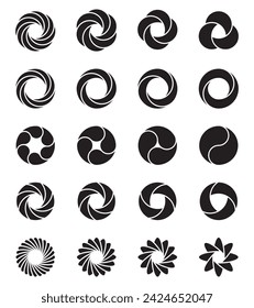 Diseño de logotipo mínimo abstracto aislado sobre fondo blanco. Diseños geométricos de remolinos circulares. Ilustración vectorial.