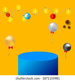 Abstract minimal mock up scene. geometry podium shape for show cosmetic product display. stage pedestal or platform. winter christmas background with 3D vector