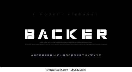 Abstract Minimal Modern Alphabet Fonts. Typography Technology Electronic Digital Music Future Creative Font. Vector Illustration