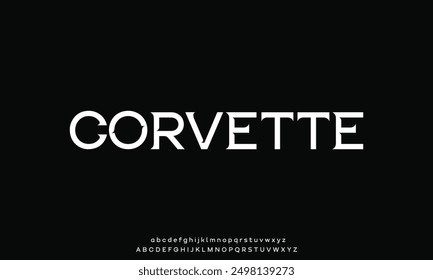Abstract minimal modern alphabet fonts. Typography technology electronic digital music future creative font.