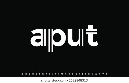 Fontes abstratas de alfabeto moderno mínimo. Ilustração vetorial da tecnologia de tipografia