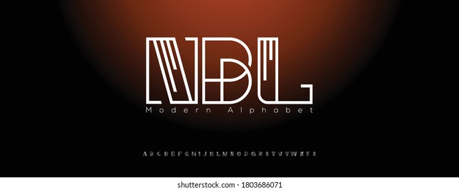 Abstract minimal modern alphabet line font. Minimal slim typography monogram fonts style. Vector illustration and tech font.
