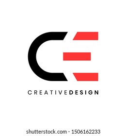 Abstract minimal modern letter CE logo design vector